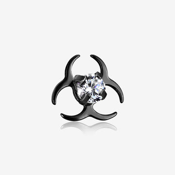 Blackline Biohazard Sparkle Dermal Anchor Top-Clear Gem
